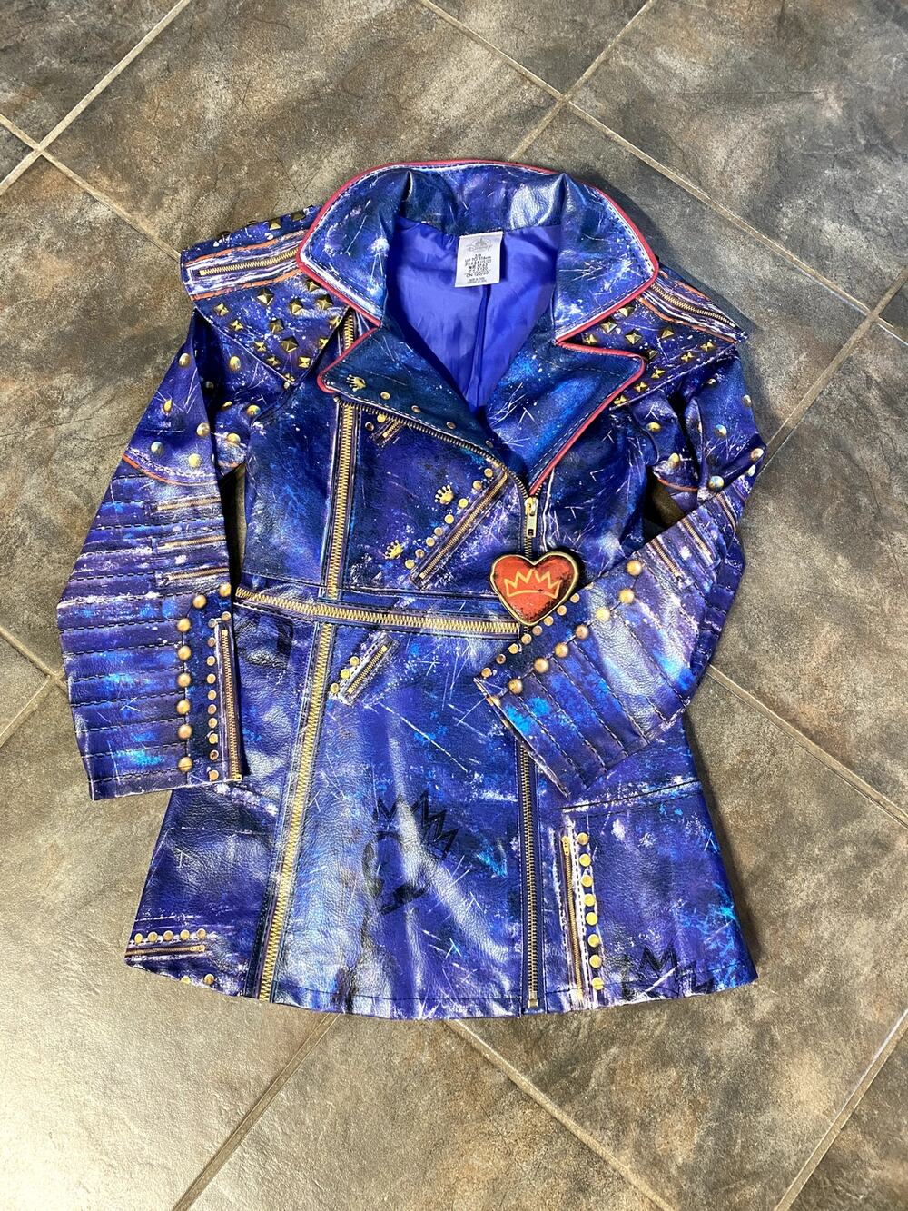 DISNEYS THE DESCENDANTS GIRLS "FAUX" LEATHER BLUE JACKET SIZE 5